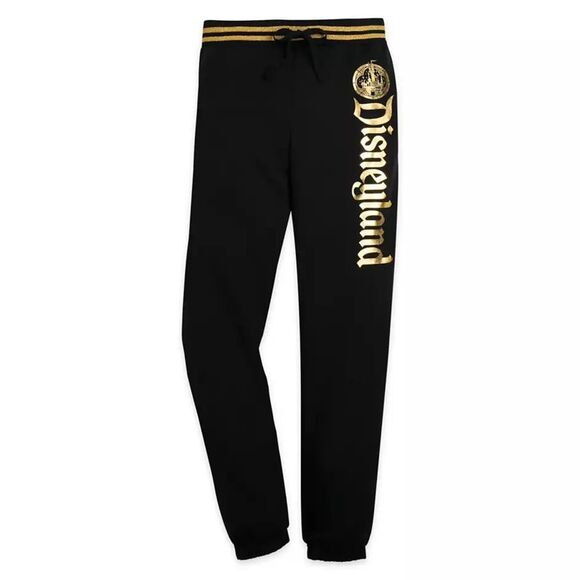 Disney Parks Disneyland Castle Sweatpants Sweat Joggers Black and Gold Logo Med - Picture 3 of 4
